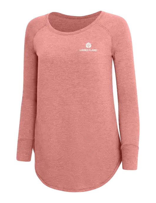 Womens Perfect Wide Collar Tunic Tri-Blend Blush Frost 4.5 oz T-Shirt w/Ladies In Land Logo
