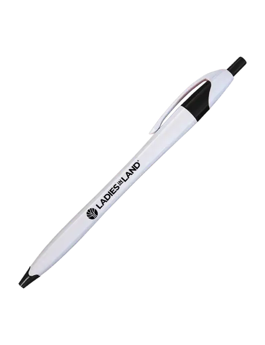 Novella White/Black Classic Pen - Blue Ink w/Ladies In Land Logo