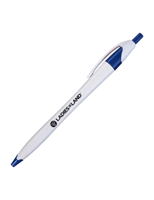 Novella White/Royal Classic Pen - Blue Ink w/Ladies In Land Logo