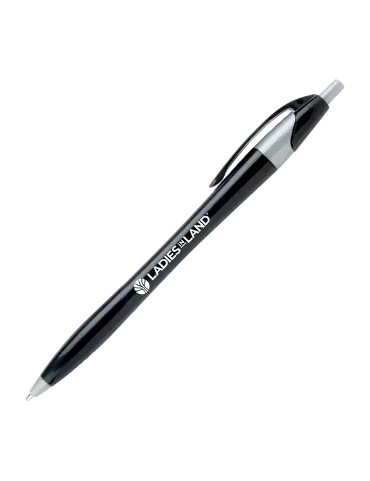 Novella Black/Silver Corporate Pen - Blue Ink w/Ladies In Land Logo