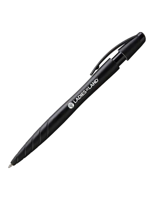 Awali Black Metallic Pen - Black Ink w/Ladies In Land Logo
