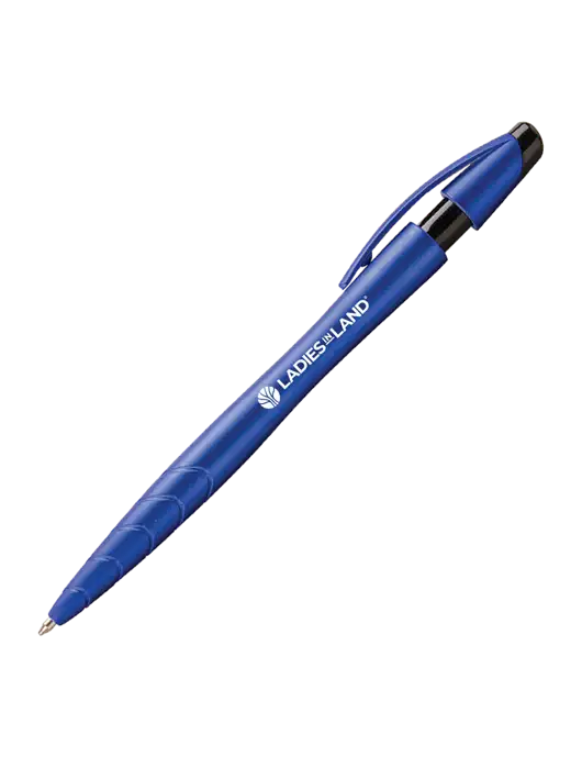 Awali Blue Metallic Pen - Black Ink w/Ladies In Land Logo