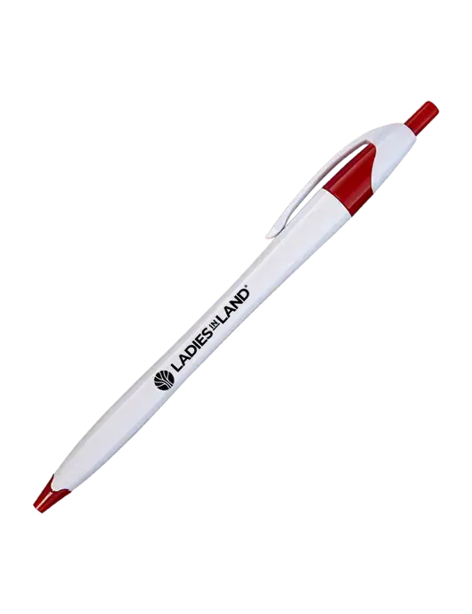 Novella White/Red Classic Pen - Blue Ink w/Ladies In Land Logo