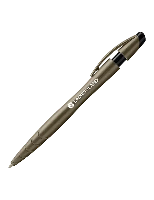 Awali Grey Metallic Pen - Black Ink w/Ladies In Land Logo
