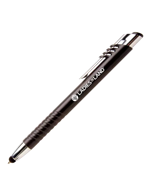 Schirhart Black Stylus Pen - Blue Ink w/Ladies In Land Logo
