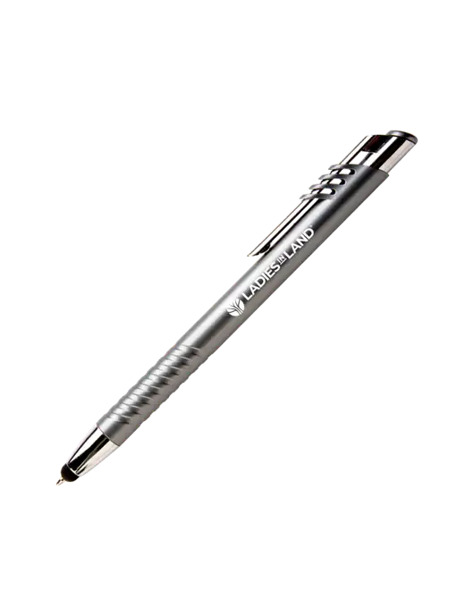 Schirhart Grey Stylus Pen - Blue Ink w/Ladies In Land Logo