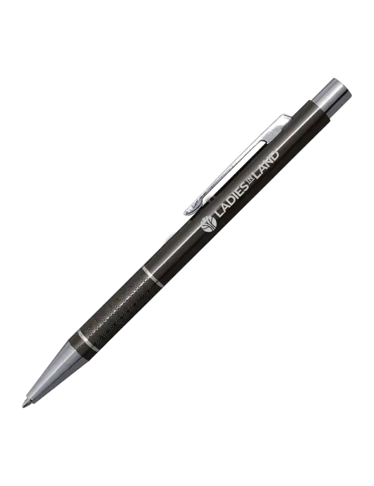 St George Gunmetal Pen - Blue Ink w/Ladies In Land Logo