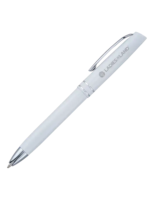 White Anguilla Black Ink Pen w/Ladies In Land Logo