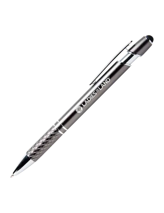 Valencia Gunmetal Stylus Pen - Black Ink w/Ladies In Land Logo