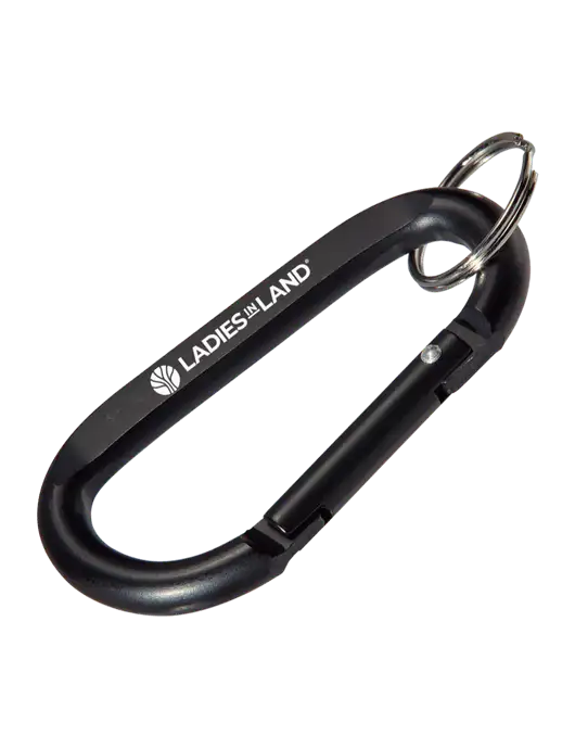 Black Carabiner & Key Ring w/Ladies In Land Logo