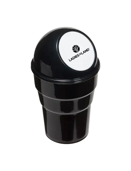 Black Car Cup Holder Trash Can w/Ladies In Land Logo