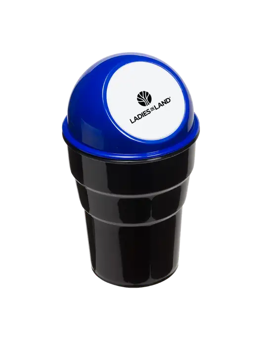 Blue Car Cup Holder Trash Can w/Ladies In Land Logo