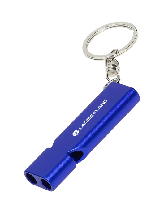 Quick Alert Blue Safety Whistle w/Ladies In Land Logo