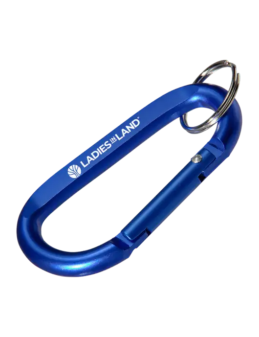 Blue Carabiner & Key Ring w/Ladies In Land Logo