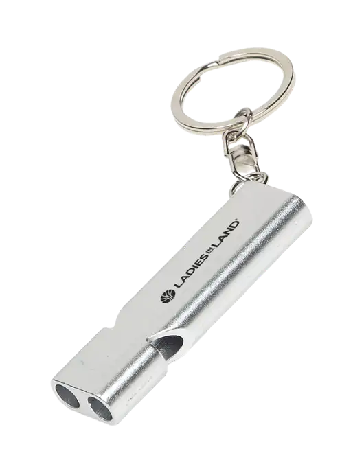 Quick Alert Silver Safety Whistle w/Ladies In Land Logo