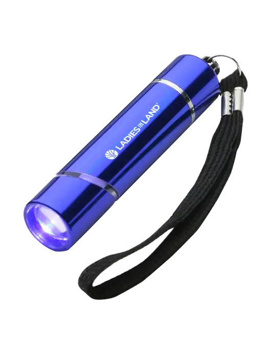 Blue Aluminum Scope LED Flashlight w/Ladies In Land Logo