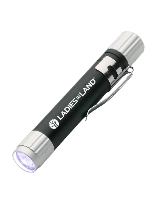 Black Aluminum LED Penlight w/Ladies In Land Logo