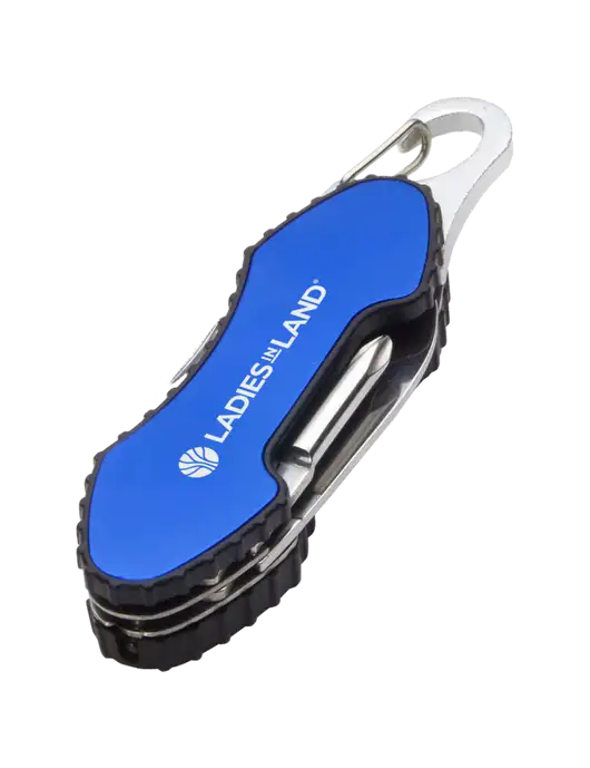 Blue 6 in 1 Tool with Carabiner w/Ladies In Land Logo