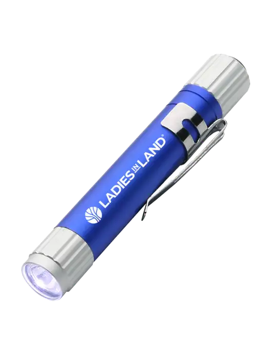 Blue Aluminum LED Penlight w/Ladies In Land Logo