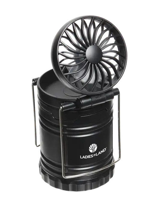 Black Retro Lantern with Fan w/Ladies In Land Logo
