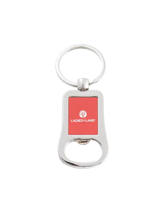 Silver & Red Bottle Opener Keychain w/Ladies In Land Logo