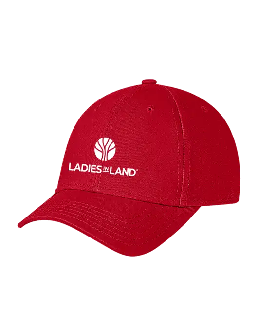 Red Structured Soft Snap Closure Hook & Loop Cap w/Ladies In Land Logo