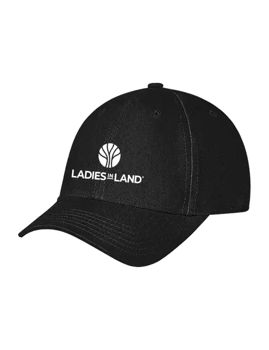 Black Structured Soft Snap Closure Hook & Loop Cap w/Ladies In Land Logo