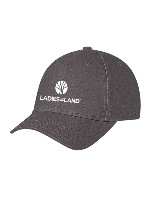 Medium Dark Grey Structured Soft Snap Closure Hook & Loop Cap w/Ladies In Land Logo