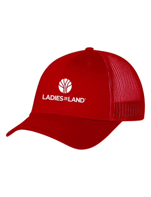 Red Mesh Trucker Cap Snap Back w/Ladies In Land Logo
