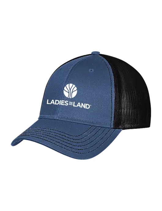 Dark Royal/Black Mesh Trucker Cap Snap Back w/Ladies In Land Logo