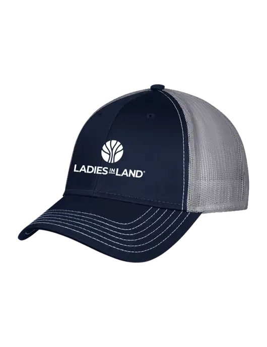 Navy & Grey Mesh Trucker Cap Snap Back w/Ladies In Land Logo