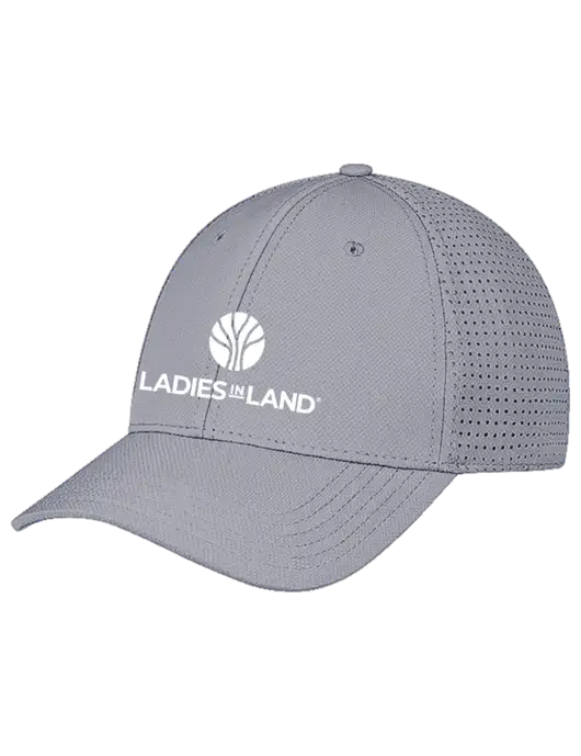 Grey Performance Stretchable Cap Hook & Loop w/Ladies In Land Logo