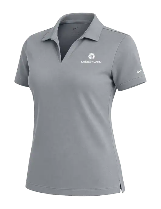 NIKE Medium Grey Womens Dri-Fit Micro Pique Polo w/Ladies In Land Logo