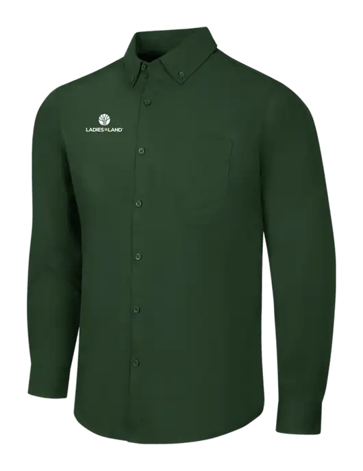 Forest Green Long Sleeve Carefree Poplin Shirt w/Ladies In Land Logo