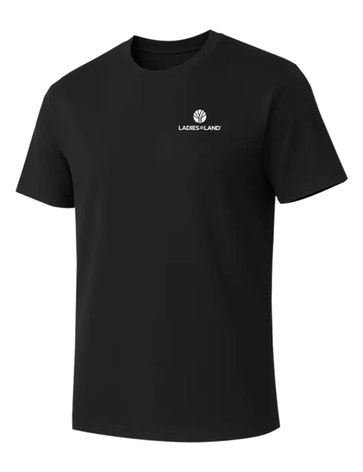 Allmade Deep Black Organic Cotton Tee w/Ladies In Land Logo