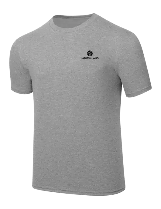 Simply Soft Heathered Light Grey 4.5oz  Poly/Combed Ring Spun Cotton T-Shirt w/Ladies In Land Logo