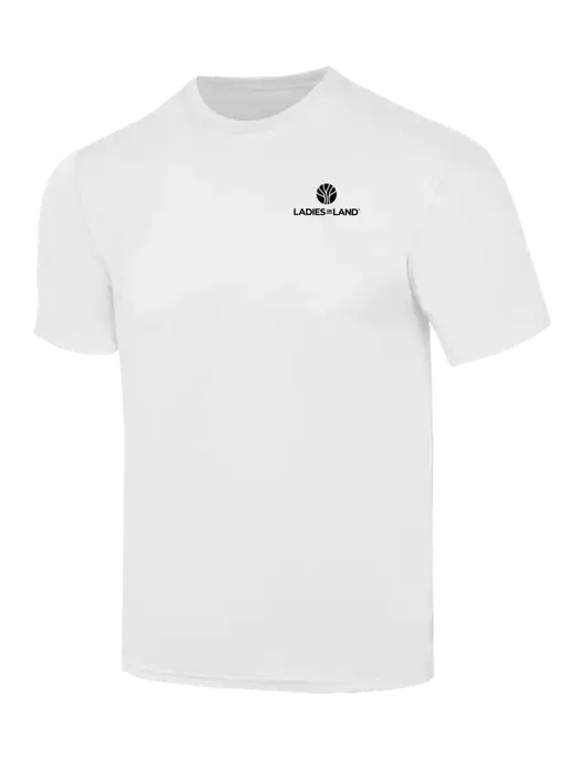 Simply Soft White 4.5oz  Poly/Combed Ring Spun Cotton T-Shirt w/Ladies In Land Logo