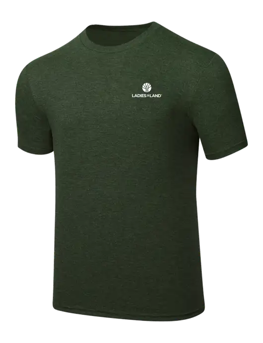 Simply Soft Heathered Forest Green 4.5oz  Poly/Combed Ring Spun Cotton T-Shirt w/Ladies In Land Logo