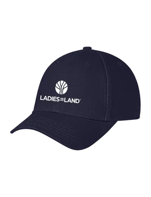 Navy Structured Soft Snap Closure Hook & Loop Cap w/Ladies In Land Logo