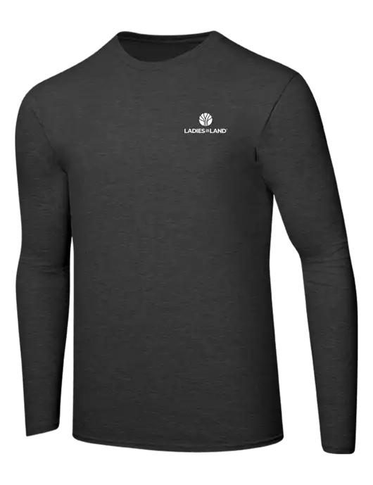 Ring Spun Dark Heather Grey 4.5 oz Long Sleeve T-Shirt w/Ladies In Land Logo