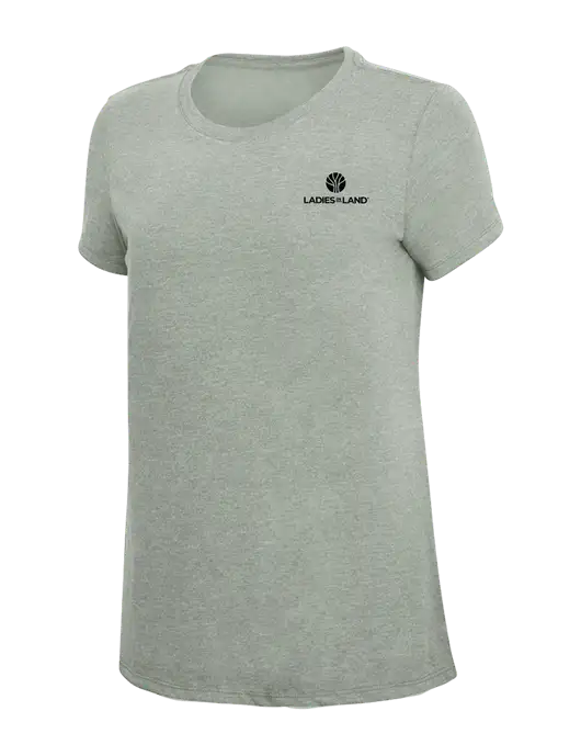 Womens Simply Soft Heathered Light Grey 4.5oz Poly/Combed Ring Spun Cotton T-Shirt w/Ladies In Land Logo