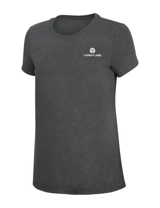 Womens Simply Soft Charcoal 4.5oz Poly/Combed Ring Spun Cotton T-Shirt w/Ladies In Land Logo