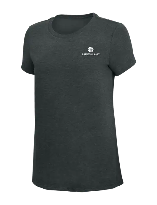 Womens Simply Soft Black Frost 4.5oz Poly/Combed Ring Spun Cotton T-Shirt w/Ladies In Land Logo