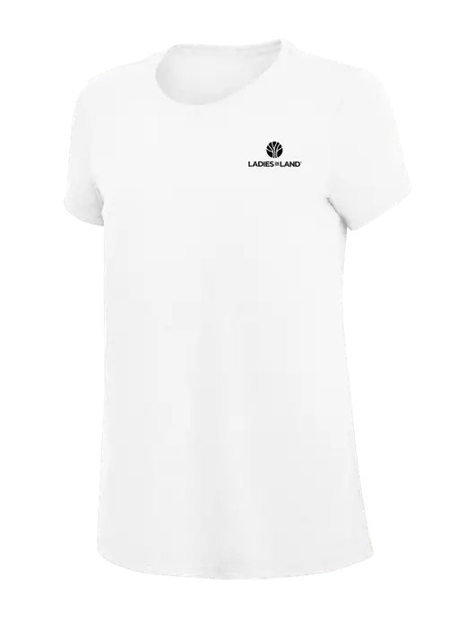Womens Simply Soft White 4.5oz Poly/Combed Ring Spun Cotton T-Shirt
 w/Ladies In Land Logo