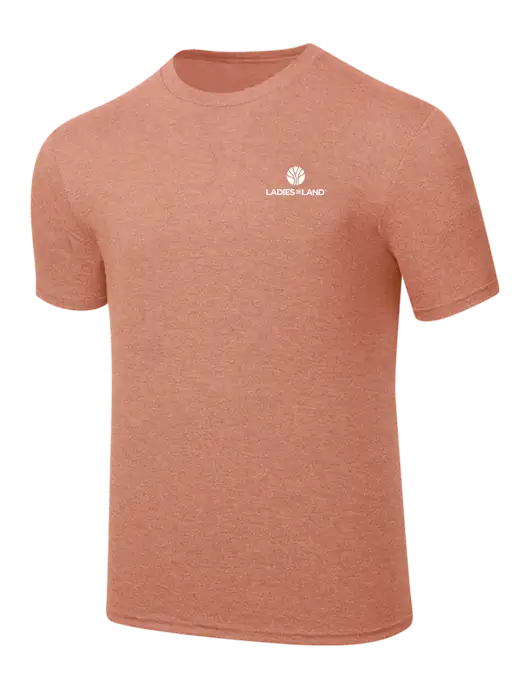 Simply Soft Heathered Light Peach 4.5oz  Poly/Combed Ring Spun Cotton T-Shirt w/Ladies In Land Logo