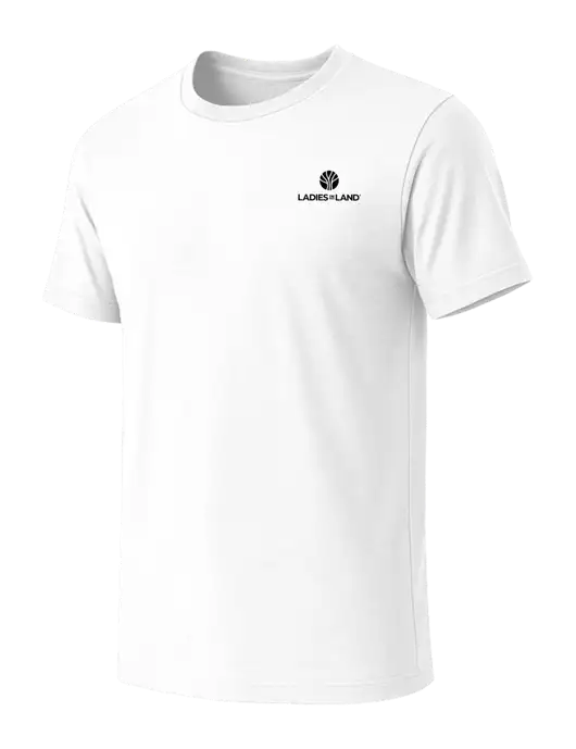 BELLA+CANVAS White Blend CVC Short Sleeve Tee w/Ladies In Land Logo