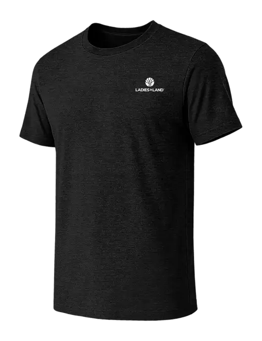 BELLA+CANVAS Black Heather CVC Short Sleeve Tee w/Ladies In Land Logo