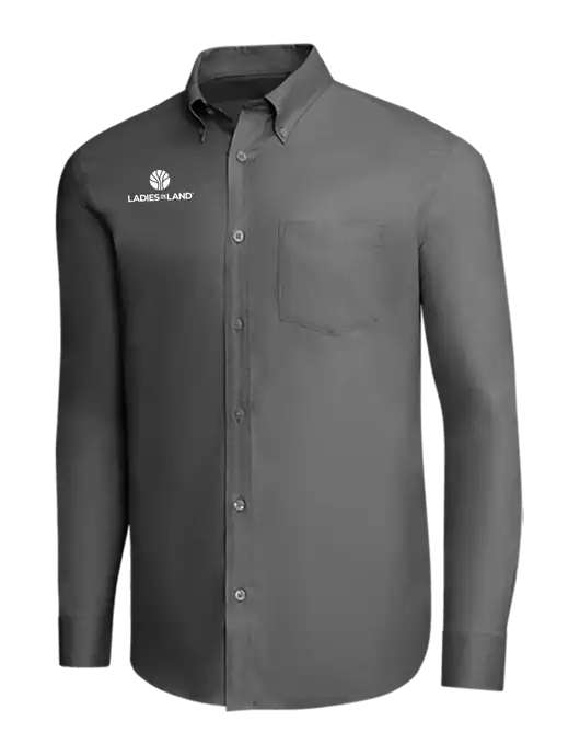 Brooks Brothers Dark Grey Wrinkle-Free Stretch Pinpoint Shirt w/Ladies In Land Logo