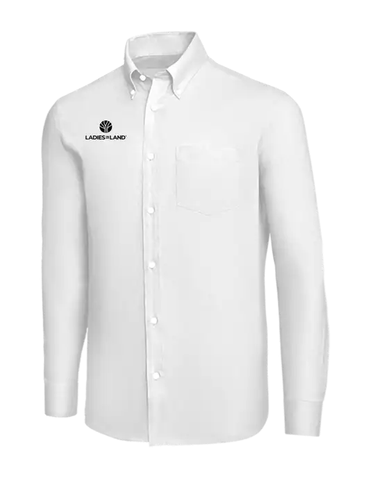 Brooks Brothers White Wrinkle-Free Stretch Nailhead Shirt w/Ladies In Land Logo