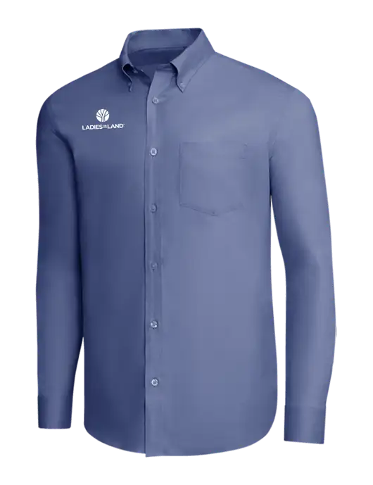 Brooks Brothers Light Navy Wrinkle-Free Stretch Pinpoint Shirt w/Ladies In Land Logo
